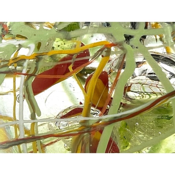 Murano Style Studio Glass Handblown Paperweight Multicolored Swirl‎ Ribbons Fish - Picture 16 of 16